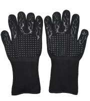 Výdržné grilovacie rukavice s čiernym plameňovým vzorom (1 ks)