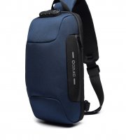 OZUKO batoh s bezpečnostným zámkom (18×10×35 cm) Modrý