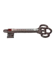 Odlievaná železná nástenná teplomer, v tvare kľúča