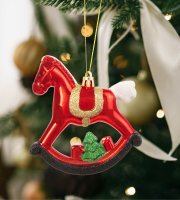 Ozdoba na vianočný strom - hojdací koník , glitrový - 100 x 100 mm