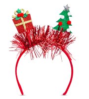 Vianočná čelenka - červená - darček, vianočný strom - 20 cm