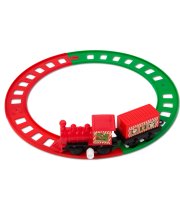 Vianočná železnica - naťahovacia - červená / zelená - 20 cm