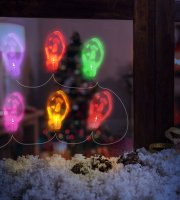 Vianočná LED sveteľná reťaz - gélová nálepka do okna - 6 LED - 2 x AA