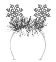 Vianočná čelenka - strieborná - snehová vločka - 20 cm
