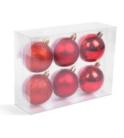 Sada ozdôb na vianočný strom - červená - 6 ks / balenie