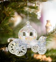 Vianočná ozdoba - dúhový, akrylový kočiar - 11 x 5,5 x 9,5 cm
