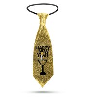 Silvestrovská kravata - zlaté glitre - 41 x 11 cm