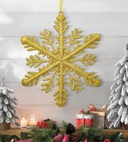 Vianočná ozdoba - zlatý ľadový krištál - 29 x 29 x 1 cm