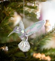 Vianočná ozdoba - irizujúci, akrylový kolibrík - 95 x 100 x 65 mm