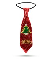 Vianočná kravata - červené glitre - 41 x 11 cm
