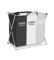 Kôš na bielizeň so skladacím kovovým rámom pre svetlé-tmavé-farebné oblečenie (65 x 37 x 58 cm)