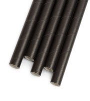 Papierová slamka - čierna  197 x 6 mm - 150 ks / balenie