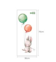Zvierací nástenkový nálepka pre deti - Králiček s dvoma balónikmi