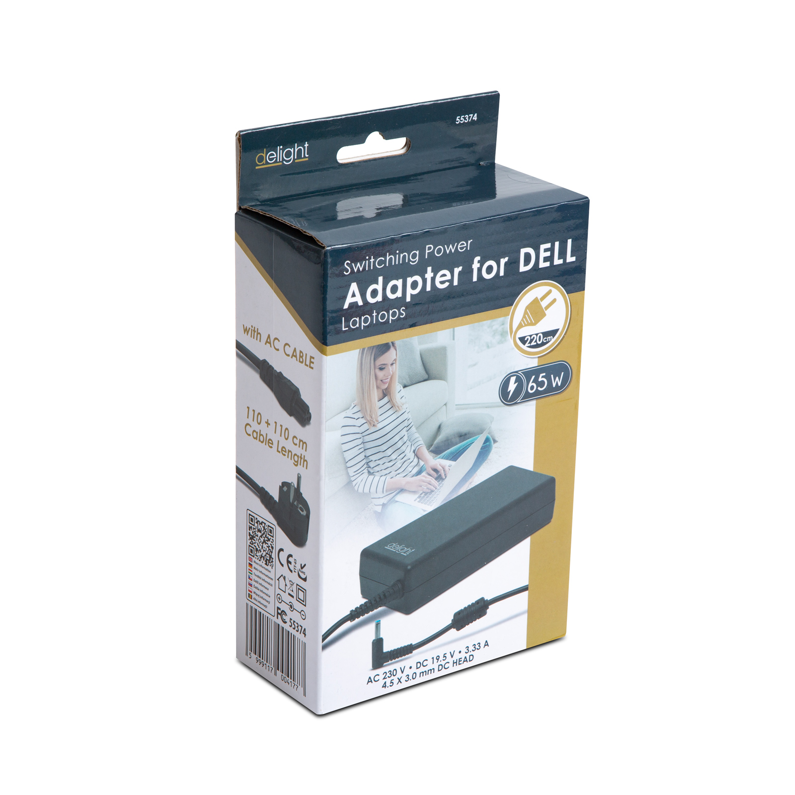 Laptop adaptér - Dell - 19.5V - 3.33A - 4,5 x 12,22 mm / 3 x 10 mm