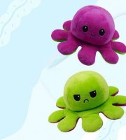 Nálada plyš, obrátiteľný plyšový chobotnička fialovo-zelená
