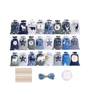 Vianočný adventný textilný kalendár sada - modrá a šedá