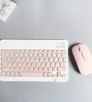 Bezdrôtová klávesnica s myšou ružová