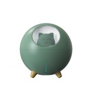 Mačací difuzér, zvlhčovač vzduchu so vzorom mačky zelený