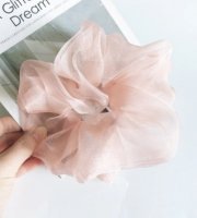 Unikátna textilná gumička do vlasov, ružová