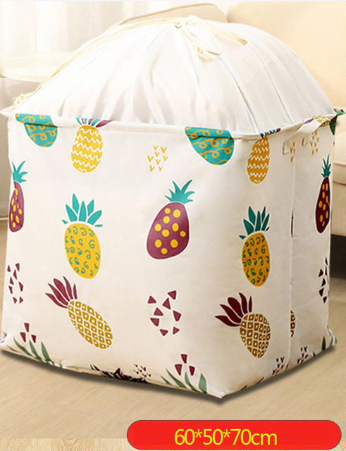 Veľká skládací úložná taška s ušami a sťahovacou šnúrkou s motívom ananásu