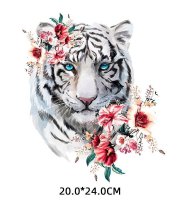 Nažehľovacia samolepka na oblečenie Tiger s kvetmi