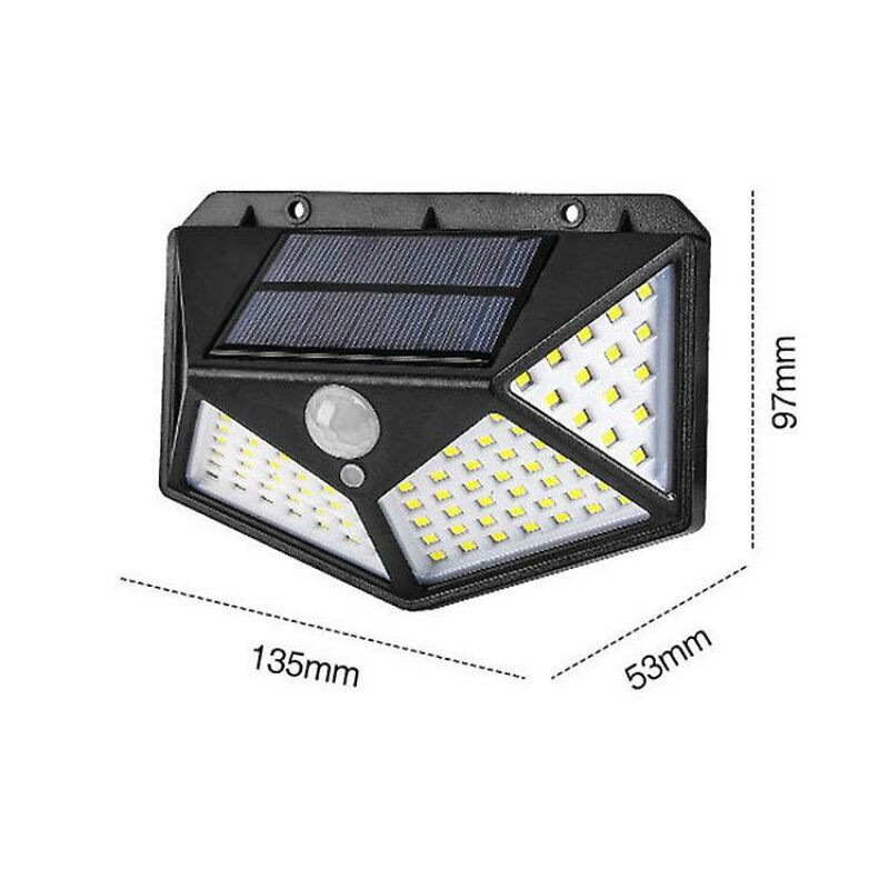 Solárna nástenná lampa s 100 LED a pohybovým senzorom a 4 LED panelmi