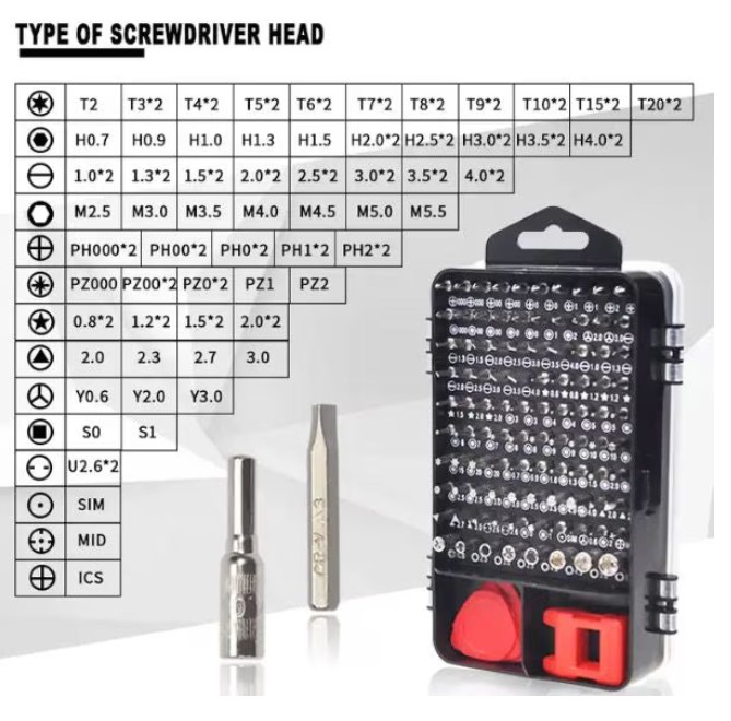 Magnetický skrutkovač s 115 príslušenstvom