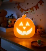 Halloweenska LED dekorácia - tekvica - RGB LED - 3 x LR1130 - 8,5 x 9 x 4 cm