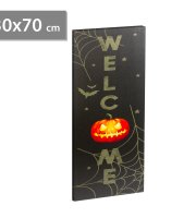 LED halloweensky obrázok - s vešiakom na stenu , 2 x AA, 30 x 70 cm