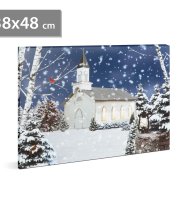 LED obraz na stenu - zimná krajina -  2 x AA, 48 x 38 cm