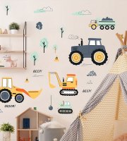 súprava nástenných samolepiek s pracovnými strojmi