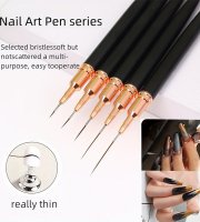 5 ks ružových/čiernych štetcov na Nail Art – dlhé štetce na detailné zdobenie nechtov, ideálne na gélovú manikúru a jemné vzory