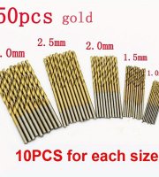 Súprava 50 ks vrtákov z HSS rýchloreznej ocele s titánovým povrchom