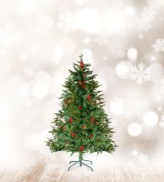 Umelý stromček - 120 cm - PE / PVC - s červenými bobuľami