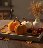 Jesenná dekorácia - tekvica - 3 druhy - 11 x 13 cm