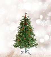 Umelý stromček - 150 cm - PE / PVC - s červenými bobuľami