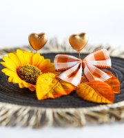 Jesenná dekorácia - 2 druhy súpravy - s listom - 5-dielna