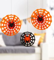 Halloweenska dekorácia - sada pavučín - papier - 30/40 cm - 3 ks / balenie  