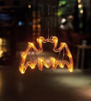 Halloween-i svietiaca dekorácia - netopier - s prísavkou - 12 LED - 20 x 18,5 cm - 3 x AAA  