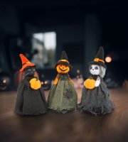 Halloween dekorácia - duch, mačka, tekvicová hlava - 21 cm  