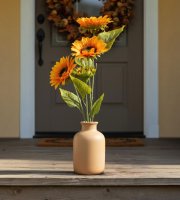 Jesenná dekorácia - slnečnica - citrónovo žltá - 3 kvety - 90 cm