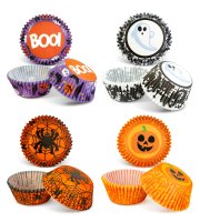 Halloween dekorácia - sada muffinových košíčkov - 50 ks - 4 druhy - 7 x 5 x 3,2 cm  