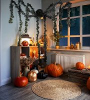 Halloween dekorácia - čierny pavúk - papier - 75 x 13 cm  