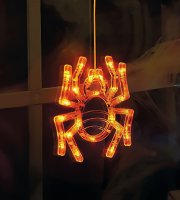 Halloweenská svietiaca dekorácia - pavúk - s prísavkou - 12 LED - 20 x 18,5 cm - 3 x AAA  