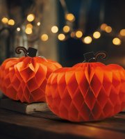 Halloween dekorácia - tekvicový lampión - papier - 25/30 cm - 2 ks / balenie  