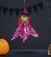 Halloweenska dekorácia - závesná - čarodejnica - 48 x 44 cm