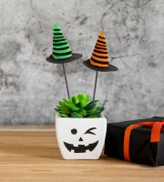 Halloween dekorácia set – čarodejnícky klobúk – zapichovateľný – 20 x 7 cm – 3 ks / balenie