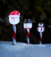 Vianočná solárna lampa – LED – Santa Claus, snehuliak, tučniak – 36,5 x 6 x 6 cm