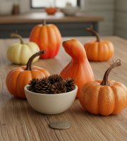 Jesenná dekorácia - tekvica - 6 druhov - plast