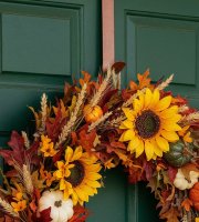 Jesenná dekorácia - držák na dverový veniec - 30 cm - kov - matná hnedá